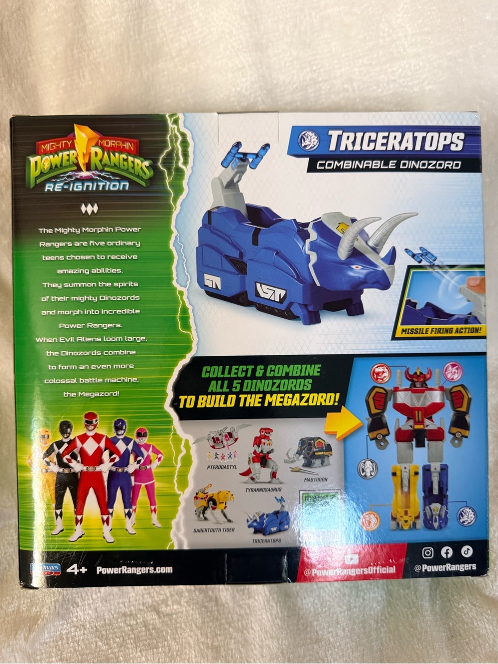 Power Ranger Triceratops Combinable Dinozord Toy - Blue & Silver